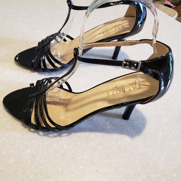 Talbots Women’s Black Leather Ankle Strap Heels Sandals Size 8 - Picture 4 of 6